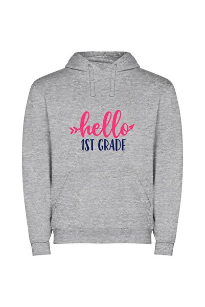 iLovePrints Colorful Class Beginnings Φούτερ με κουκούλα σε χρώμα Γκρι