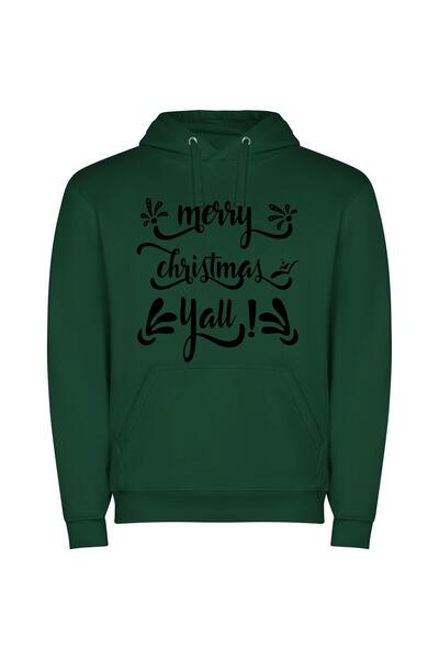 iLovePrints Monochrome Festive Greetings Φούτερ με κουκούλα σε χρώμα Πράσινο