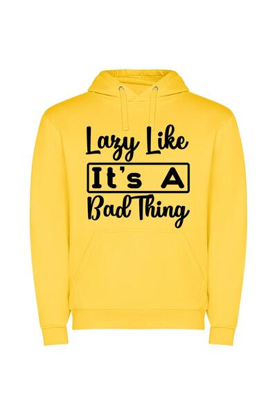iLovePrints Fancy Laziness Personified Φούτερ με κουκούλα σε χρώμα Κίτρινο