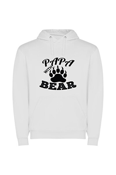 iLovePrints Apparition of Pállik: Bear Φούτερ με κουκούλα σε χρώμα Λευκό