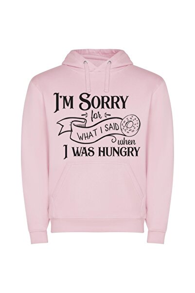 iLovePrints Hungry Thoughts, Full Apologies Φούτερ με κουκούλα σε χρώμα Ροζ