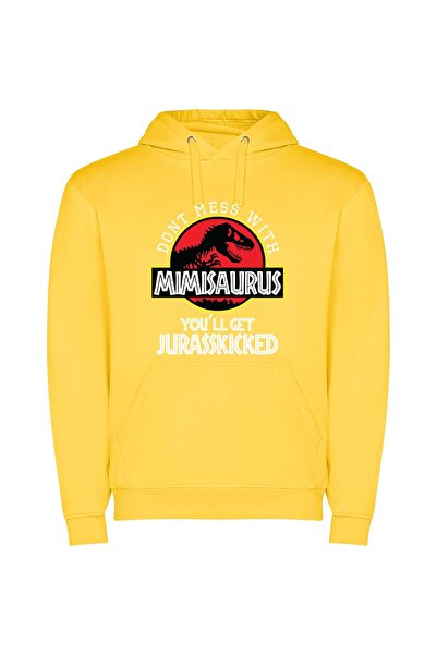 iLovePrints Jurassic Minimal Logo Close-Up Φούτερ με κουκούλα σε χρώμα Κίτρινο