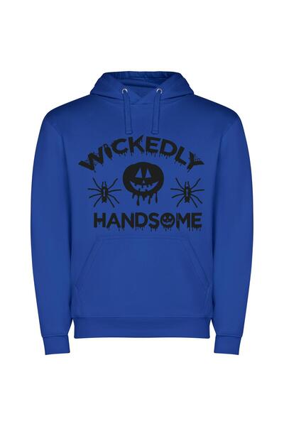 iLovePrints Whacky Jack-O-Lantern Elegance Φούτερ με κουκούλα σε χρώμα Μπλε