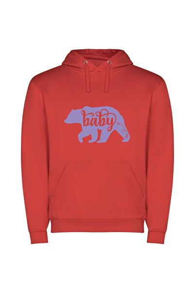 iLovePrints Purple Baby Bear Elegance Φούτερ με κουκούλα σε χρώμα Κόκκινο
