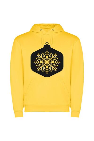 iLovePrints Elegant Snowflake Ornaments Φούτερ με κουκούλα σε χρώμα Κίτρινο