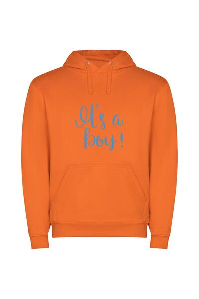 iLovePrints In Blue: It's a Boy! Φούτερ με κουκούλα σε χρώμα Πορτοκαλί