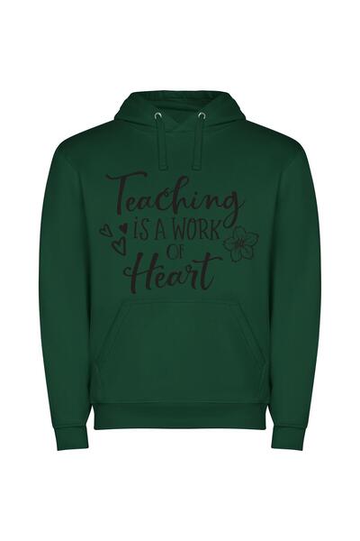 iLovePrints Heart of Teaching Φούτερ με κουκούλα σε χρώμα Πράσινο