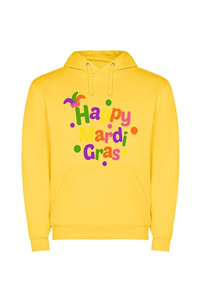 iLovePrints Mardi Gras Spectra Φούτερ με κουκούλα σε χρώμα Κίτρινο