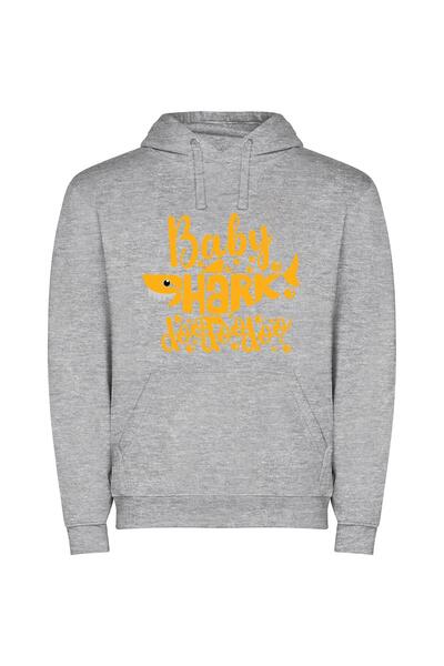 iLovePrints Bubble Baby Shark Art Φούτερ με κουκούλα σε χρώμα Γκρι