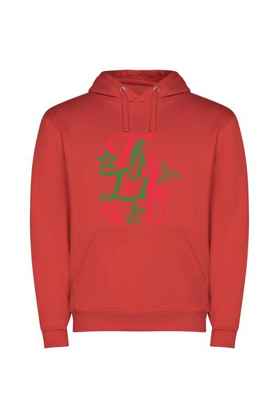 iLovePrints Life's Joyful Illumination Φούτερ με κουκούλα σε χρώμα Κόκκινο