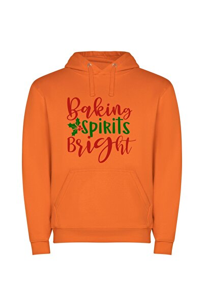 iLovePrints Twinkling Holiday Inspiration Φούτερ με κουκούλα σε χρώμα Πορτοκαλί