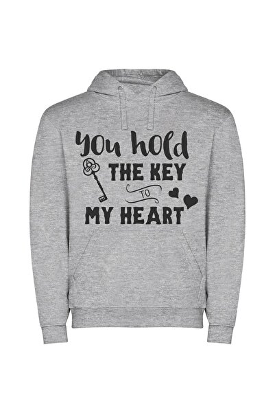 iLovePrints My Heart's Keyhole Unveiled Φούτερ με κουκούλα σε χρώμα Γκρι