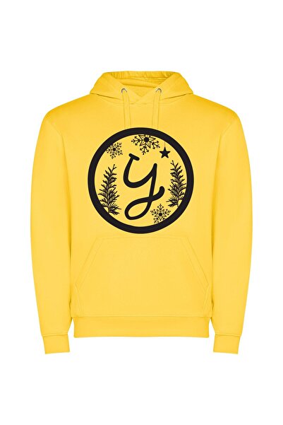 iLovePrints Glamorous Snowflake Emblem Φούτερ με κουκούλα σε χρώμα Κίτρινο