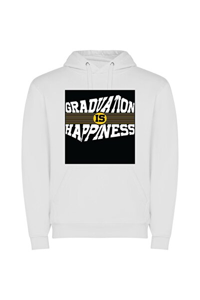 iLovePrints Joyful 2023 Graduation Design Φούτερ με κουκούλα σε χρώμα Λευκό
