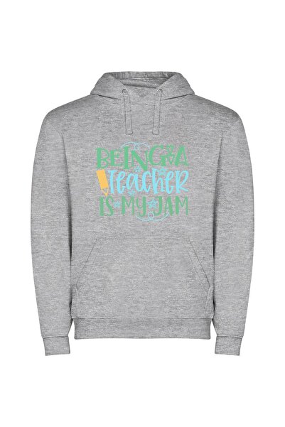iLovePrints Teaching: My Passion Project! Φούτερ με κουκούλα σε χρώμα Γκρι