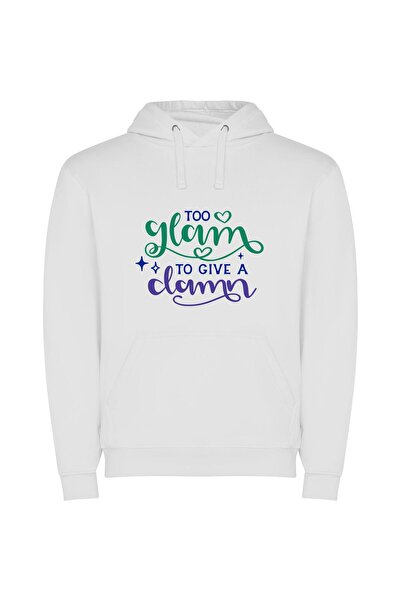 iLovePrints Glowy Glam Hand Drawn Φούτερ με κουκούλα σε χρώμα Λευκό