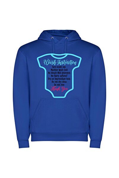 iLovePrints Baby's Wash Instructions Φούτερ με κουκούλα σε χρώμα Μπλε