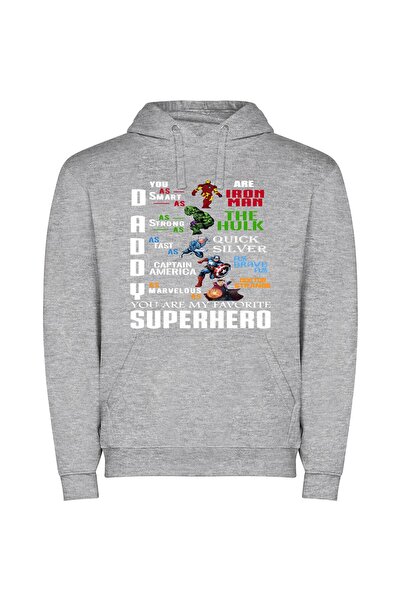 iLovePrints Heroic Fusion: Marvel Style Φούτερ με κουκούλα σε χρώμα Γκρι