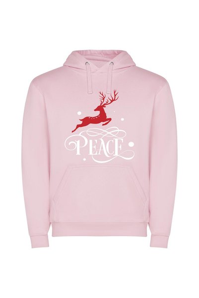 iLovePrints Festive Shadow Reindeer Φούτερ με κουκούλα σε χρώμα Ροζ