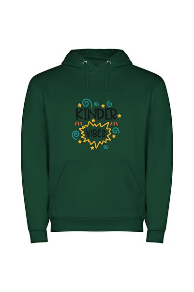 iLovePrints Joyful Kids' Positive Vibes Φούτερ με κουκούλα σε χρώμα Πράσινο