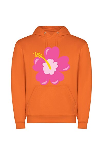 iLovePrints Blooming Colors Φούτερ με κουκούλα σε χρώμα Πορτοκαλί