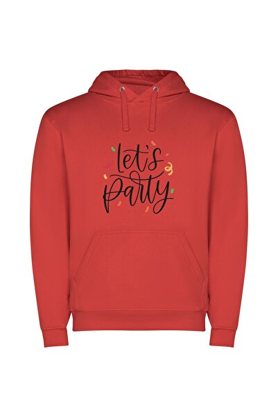 iLovePrints Party in Black Ink Φούτερ με κουκούλα σε χρώμα Κόκκινο