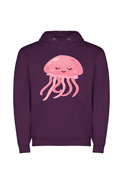 iLovePrints Jellyfish Extravaganza Φούτερ με κουκούλα σε χρώμα Μωβ