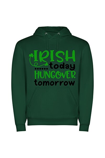 iLovePrints Tomorrow's Irish Hangover Φούτερ με κουκούλα σε χρώμα Πράσινο