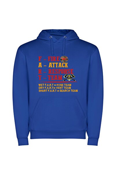 iLovePrints Flaming Response Team Shirt Φούτερ με κουκούλα σε χρώμα Μπλε
