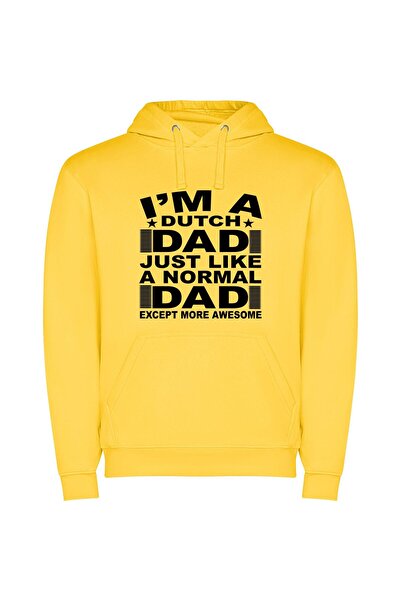 iLovePrints Dutch Awesome Dad Chronicles Φούτερ με κουκούλα σε χρώμα Κίτρινο