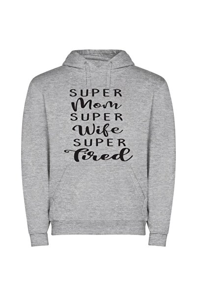 iLovePrints Super Woman Super Art Φούτερ με κουκούλα σε χρώμα Γκρι