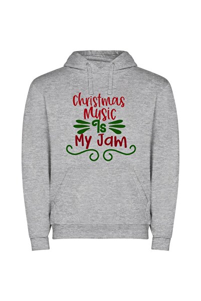iLovePrints Festive Jams: Inspired Melodies Φούτερ με κουκούλα σε χρώμα Γκρι