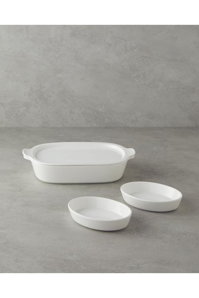 English Home Bianca Seramik Set Fırın Kabı Beyaz 33X20 CM
