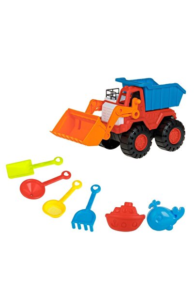 Zâna Casei Set de plajă Buldozer Roșu Albastru Portocaliu și 6 Accesorii 32x1...