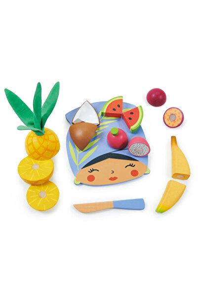 Tender Leaf Toys Tocător din lemn cu fructe tropicale