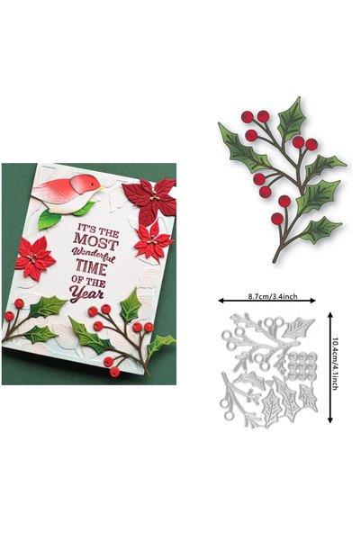 Choice H8746 Holly Pinecone Christmas Tree Gingerbread Metal Cutting Dies Bow...
