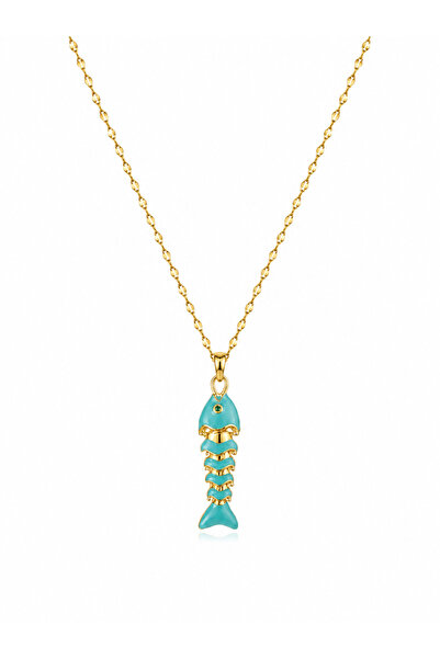 Hector&Co. Jewellery Gold Renk Mavi Balık Figürlü Zincir Kolye – Deniz Temalı...