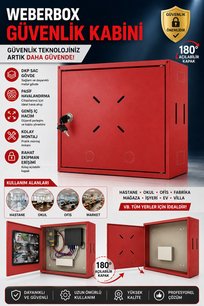 WEBERBOX Dvr/Nvr Rack Kabinet Ve Monitör Koruma Kutusu Kilitli Metal 45x35x11...