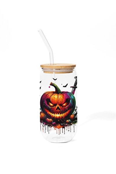 Pahar Pahar de sticlă cu capac din bambus - Halloween III
