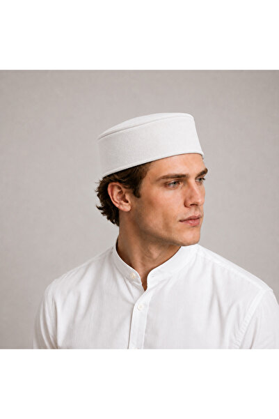 koçaktoptan Suede Hard Mold Skull Cap White