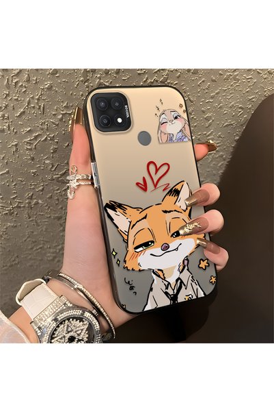 CHICASELUX Oppo A15/A15S Compatible Heart-Themed Fox Rabbit Printed Case, Mat...