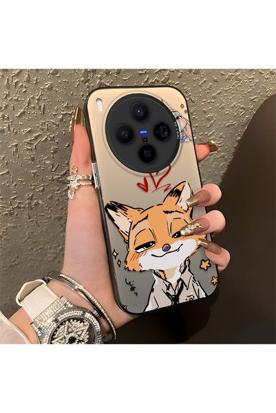 CHICASELUX حافظة مطبوعة على شكل أرنب ثعلب بتصميم قلب متوافق مع Vivo X300، مزو...