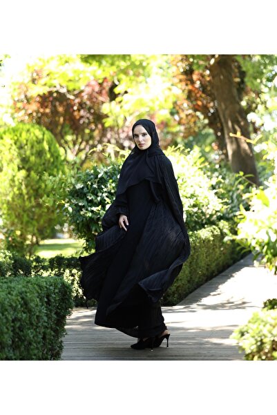 Rhea Saten Pilise Siyah Abaya