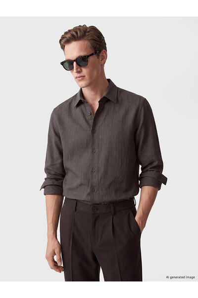 LC Waikiki Vizyon New Season Plum Men's Linen Shirt