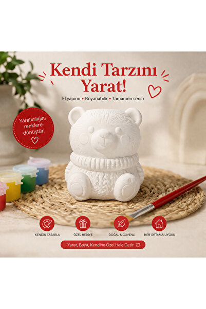 VERO 🧸 Boyanabilir Ayıcık Kalemlik – Kendin Tasarla
