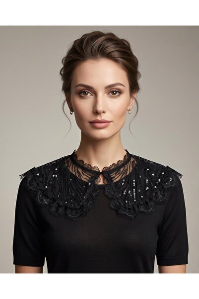 Elit Scarf Elite Tulle Collar with Bead Detail