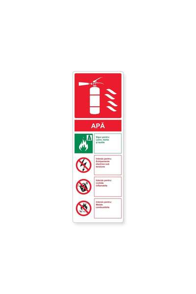 PAS Autocolant cu instrucțiuni pentru stingătorul cu apă, PVC autoadeziv, 10 ...