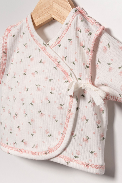 Sevnur Baby Reverse Stitched Floral Patterned, Cotton Premature Baby Girl Set (45 Cm, 50 cm)