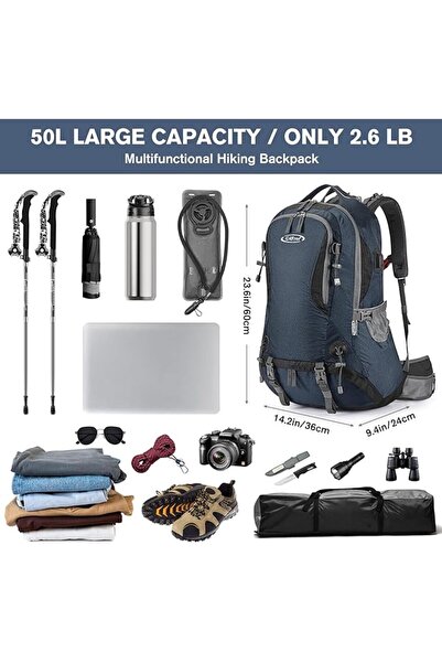 G4Free 50L Backpack Hiking Waterproof with Rain Cover Backpack Mountaineering...