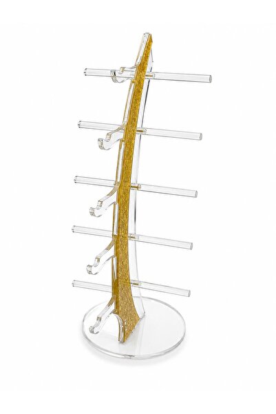 STAND MARKET 5-Tier Rotating Plexiglass Glasses Stand with Gold Detail – Tran...